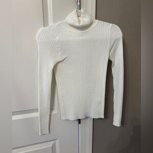 SHEIN Classic Cream Ribbed Turtleneck Sweater